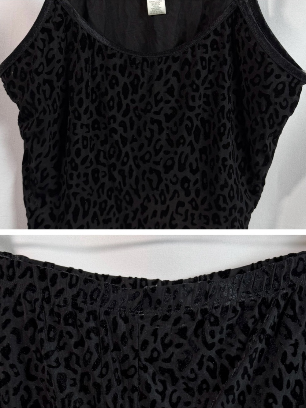 Bozzolo Black Flocked Leopard 2 Piece Tank Shorts Set Sz 1X
